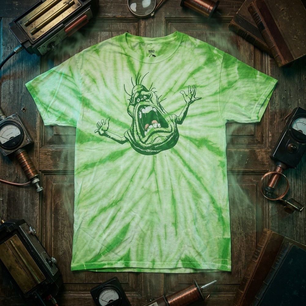 Ghostbusters Slimer T-Shirt Adult Medium Green Tie Dye Movie Promo Mad Engine